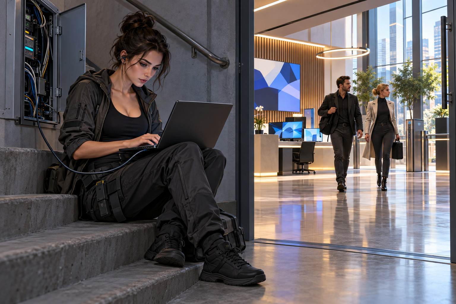 The hacker in the stairwell