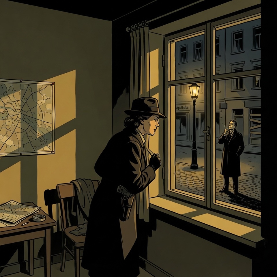 Occupied city window, watcher unseen