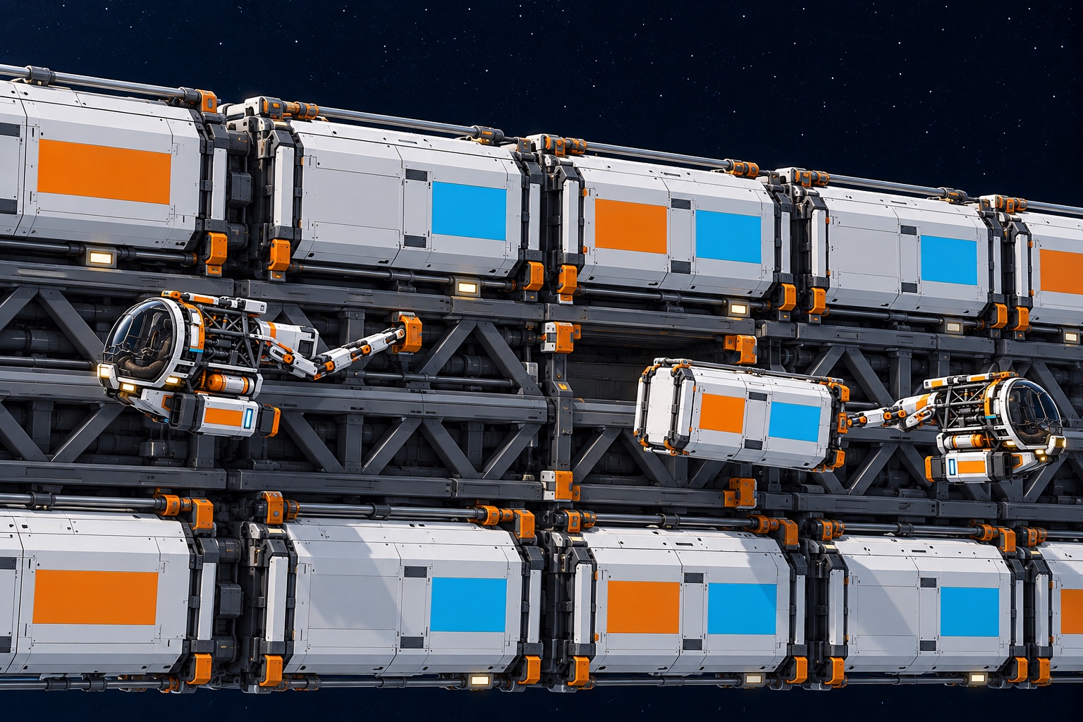 Work pods on a bulk hull