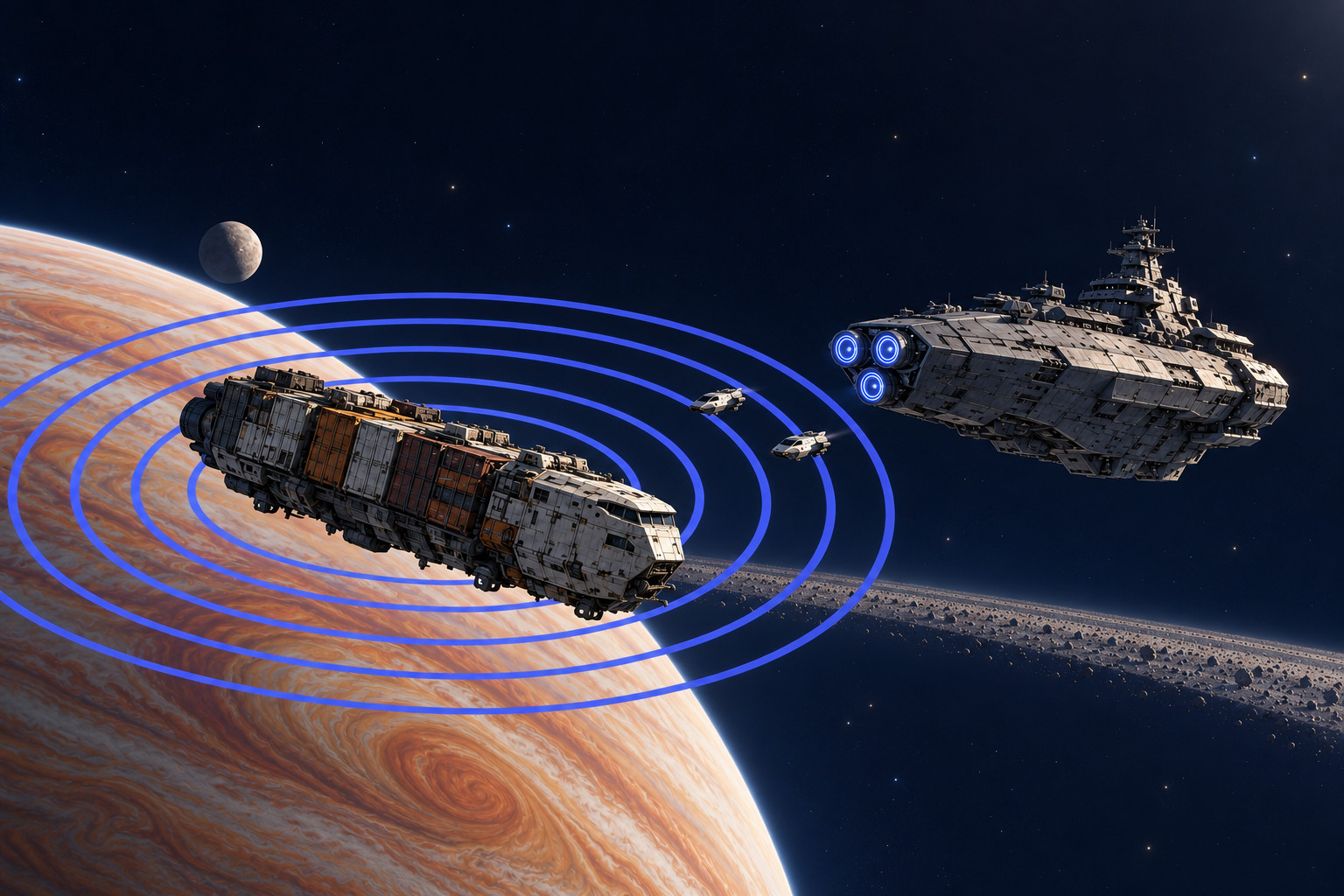 A ship held in an interdiction field