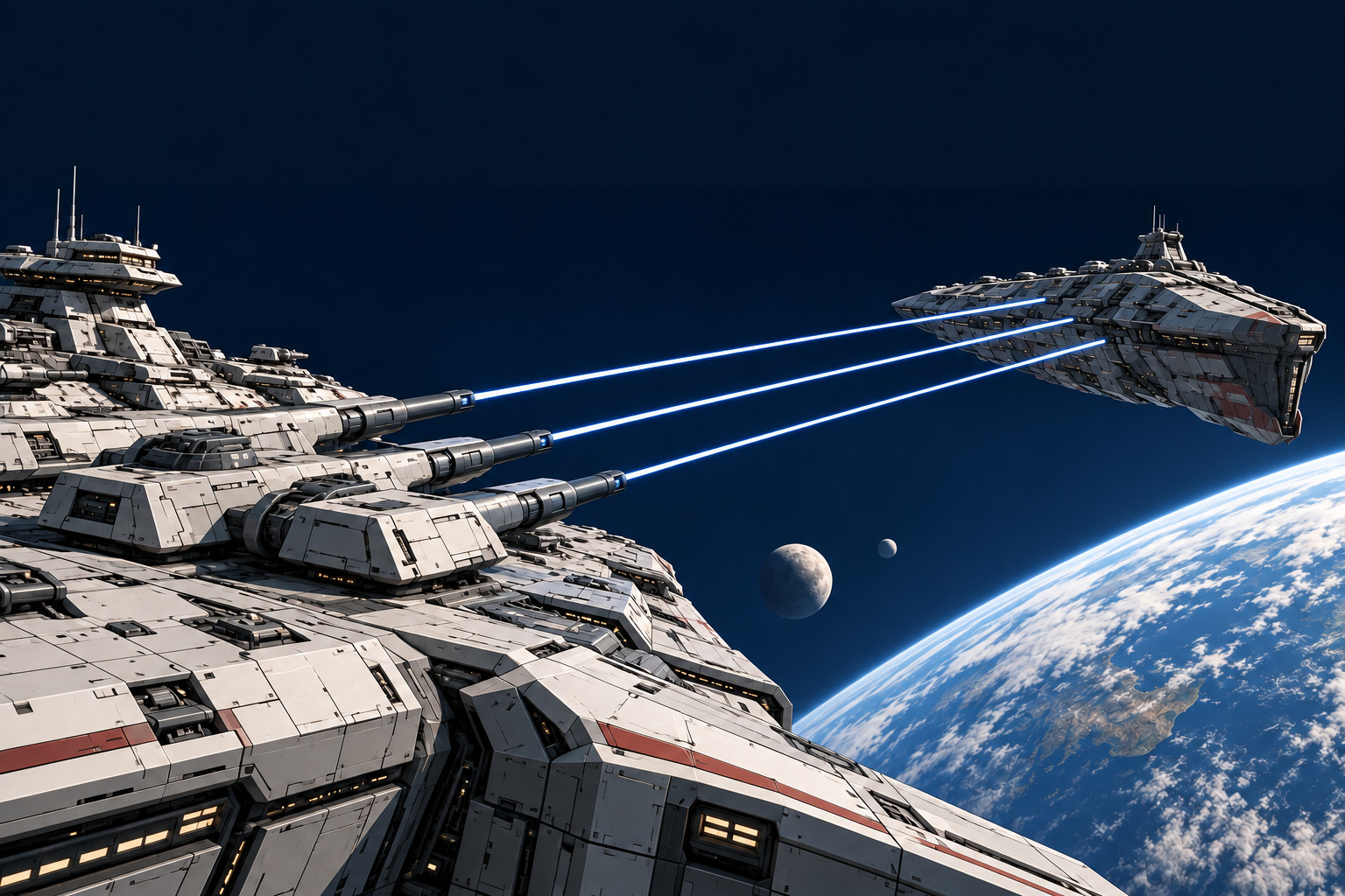 Lance fire between two warships
