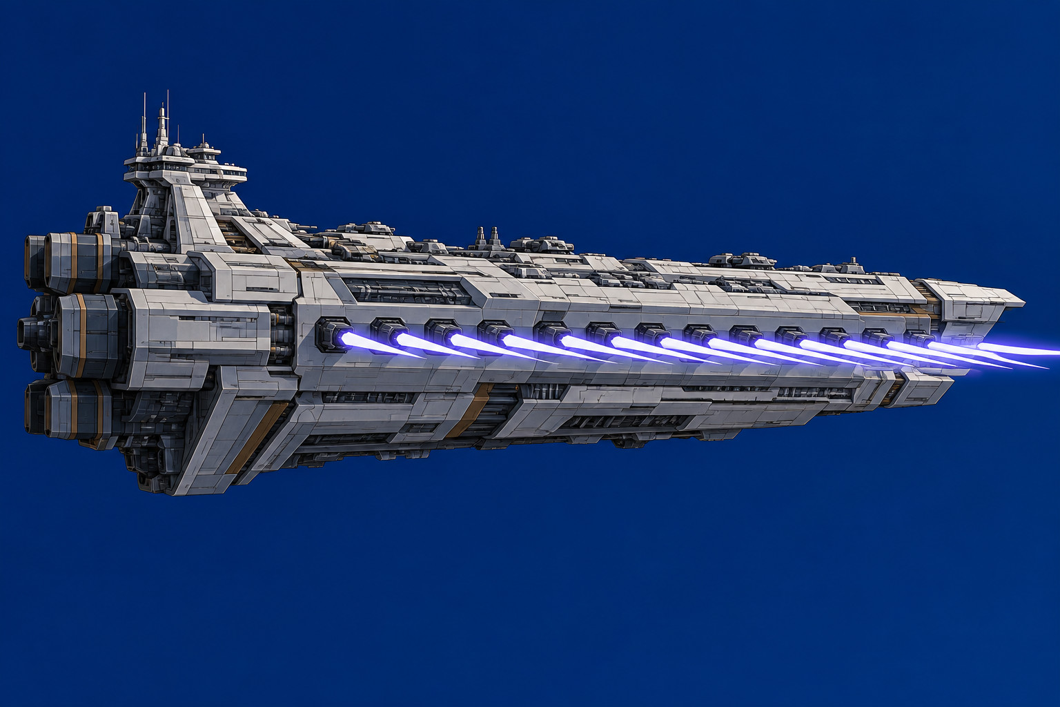 A capital ship firing a plasma broadside