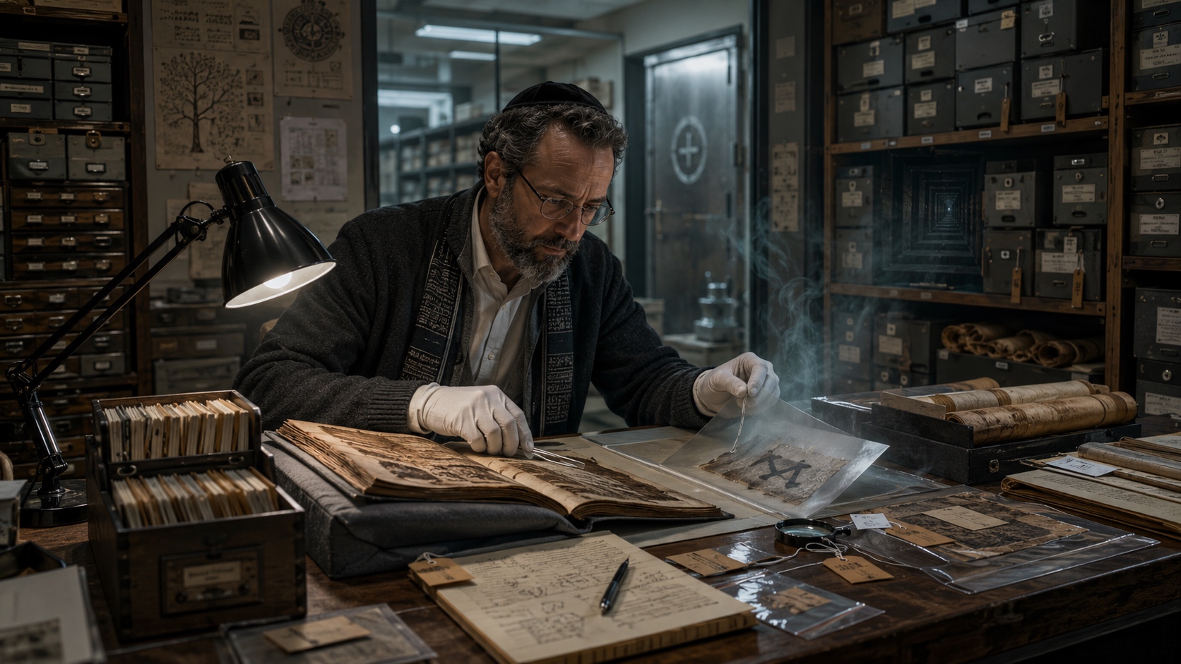 A table of manuscripts under lamplight, and a ledger of Names no other archive holds.