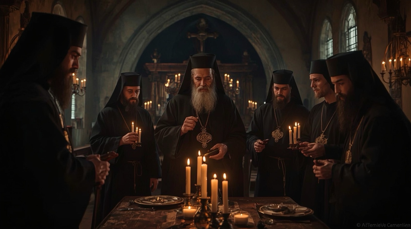 A monk in stillness before the rite begins, and nobody in the room willing to hurry him.