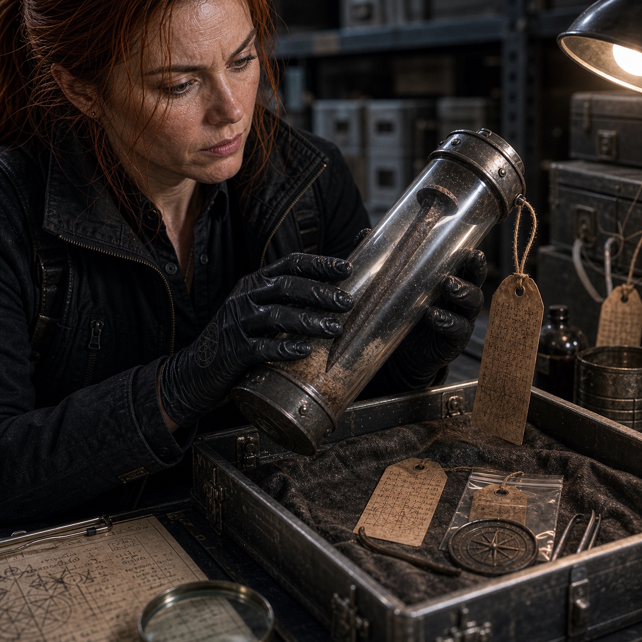 The Aldercott Junction Nail in a standard sealed container, labeled with its 1972 acquisition date. The Archive has tried to dispose of it three times. It keeps coming back.