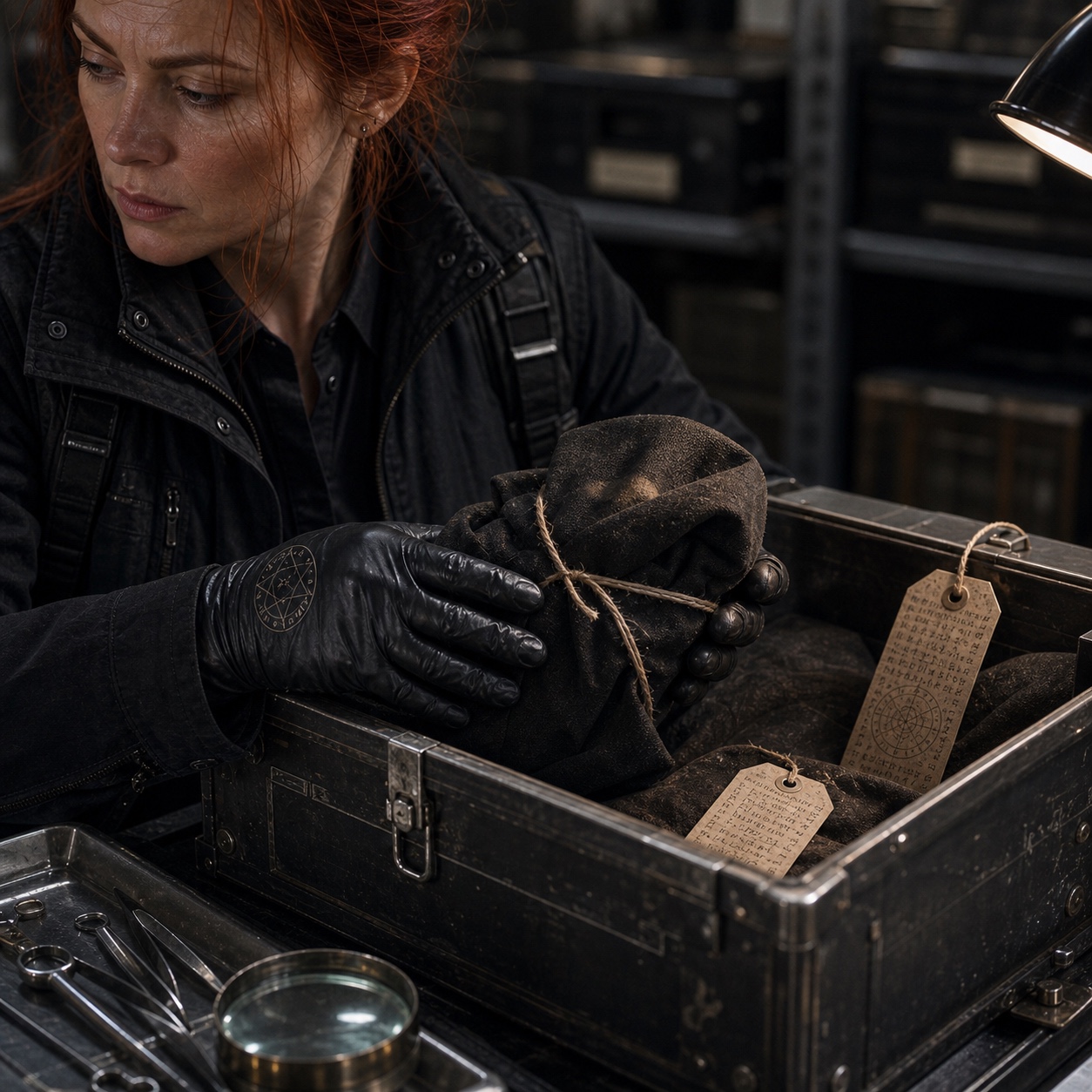 The Glass Eye of Kessler, amber-brown iris detailed and clear, resting in its opaque cloth inside an iron-lined case. The cloth is there so no one looks at it by accident.