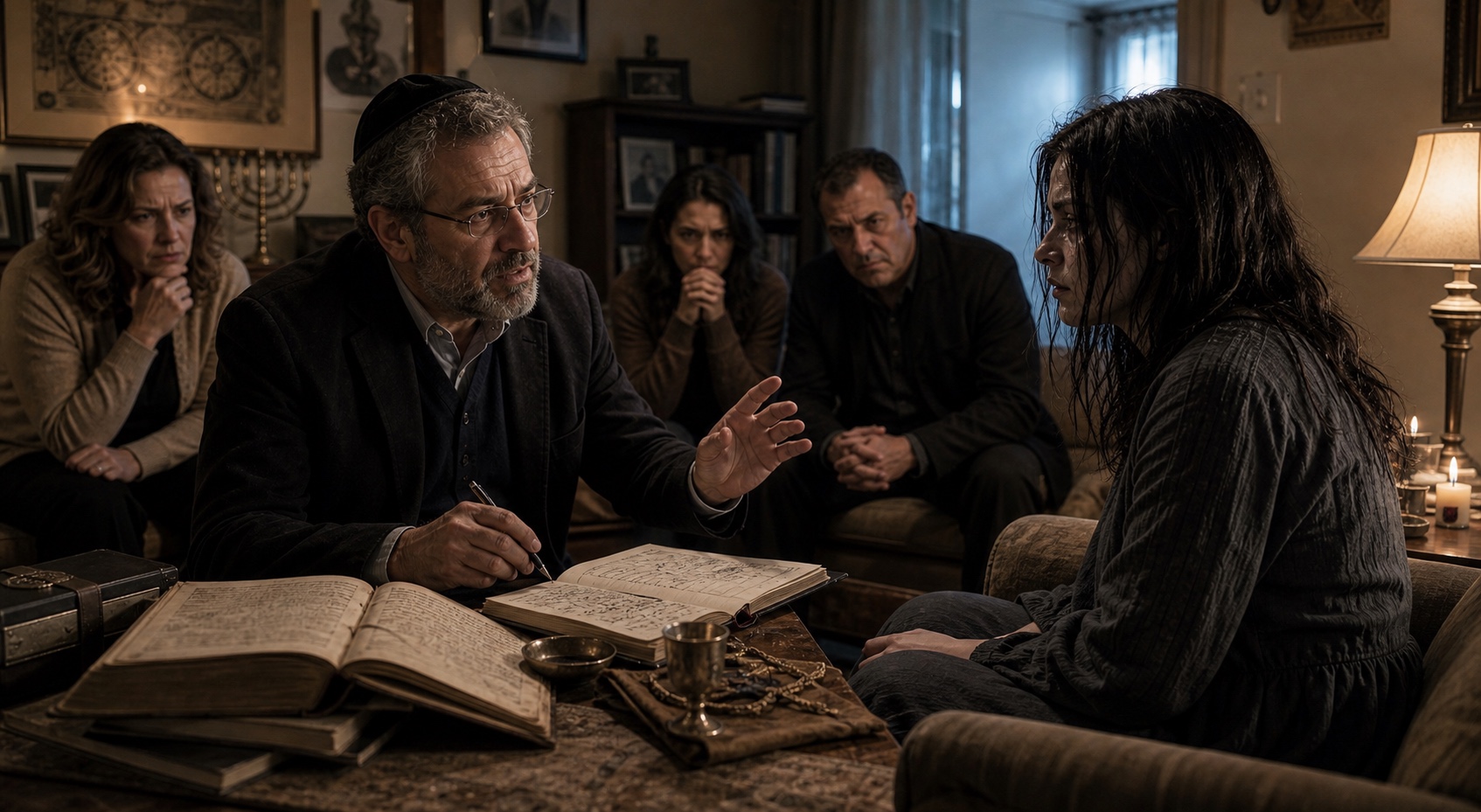 Rabbi Saul Auerbach conducts a Phase 1 assessment on a possessed young man, speaking to the soul directly. The family waits down the hall. This is the step everyone gets wrong.