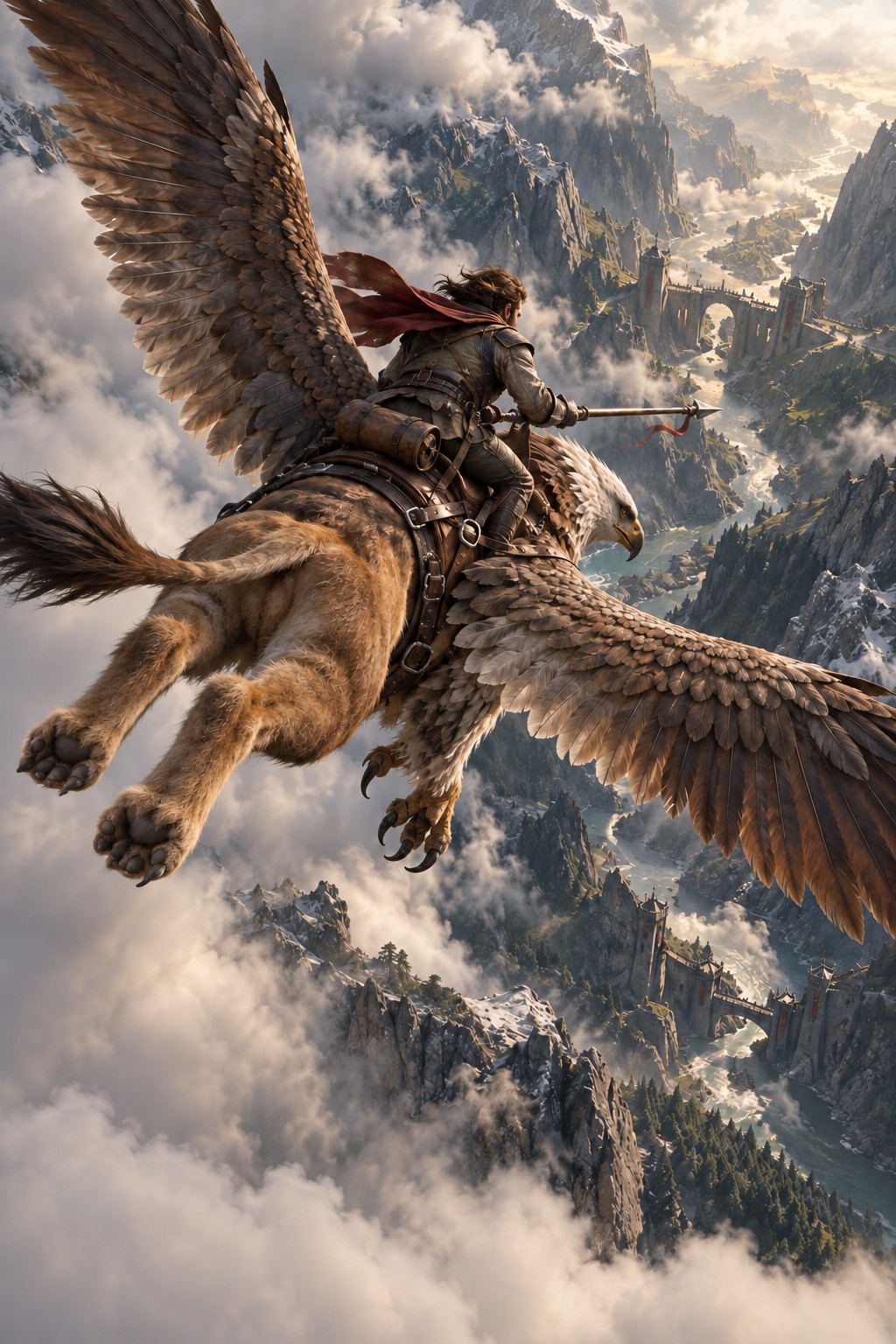 A griffon and its rider in the stoop